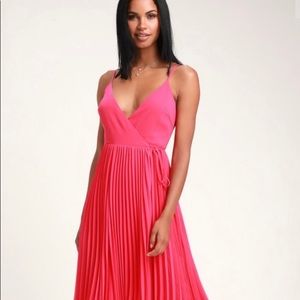 Lulus Hot Pink Wrap Dress NWT